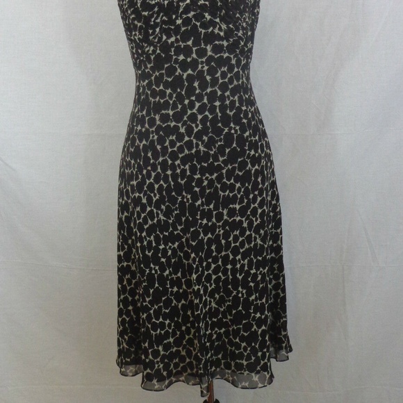 Ann Taylor Brown Ivory Animal Print Silk Dress 8 - Picture 2 of 6
